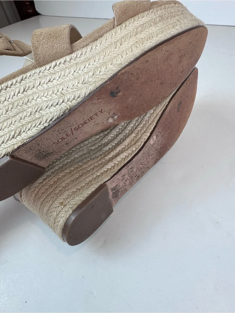 Sole Society Anisa Suede Wedge Espadrille Sandals ankle Size 8